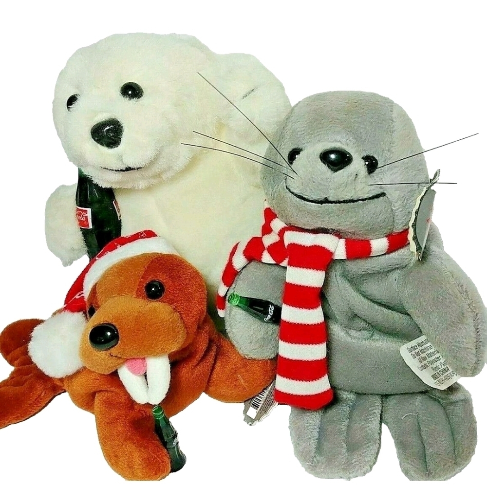 Coca Cola Arctic Friends Vintage Collectible Bean Bag Plush Stuffed Toy Lot Of 3 - Picture 4 of 10